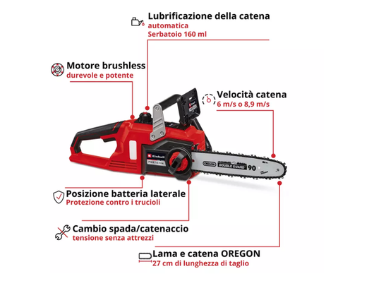 Motosega a batteria Einhell FORTEXXA 18/30 barra 30 cm motore Brushless PXC