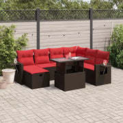 Set Divani da Giardino 8 pz con Cuscini Marrone in Polyrattan 3275004
