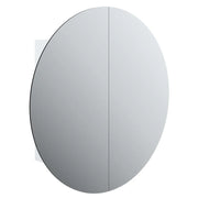 Mobiletto da bagno a parete con specchio rotondo e illuminazione a LED 54 x 54 x 17 cm design moderno in legno bianco 02_0047112
