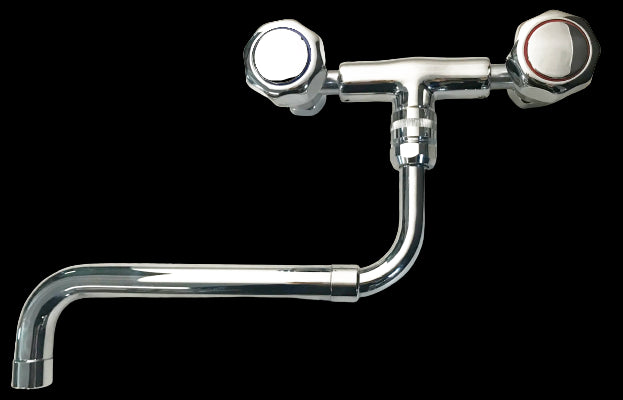 Rubinetto cucina lavanderia universale, attacchi girevoli, canna girevole ed allungabile