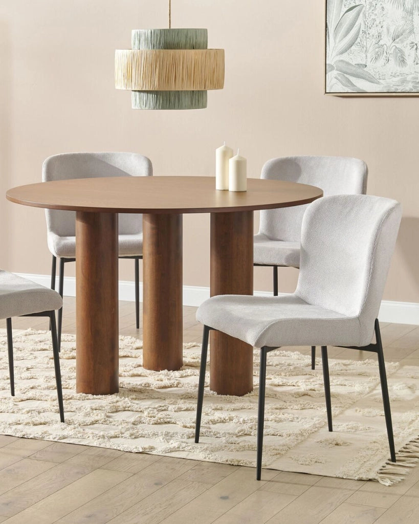 Set di 2 sedie da pranzo in tessuto poliestere con texture a maglia grigio soggiorno e camera da letto
