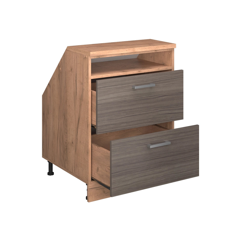 Mobile sottotetto Rion Grigio nobile/Rovere dorato 60 x 83.8 cm con 2 cassetti, carcassa 60 cm profondità Vicco