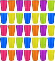 Set di 36 Tazze di Plastica Riciclabili – 250 ml – 6 Colori – Tazze per Bambini Amichevoli per Campeggio, Pic-Nic, BBQ e Feste