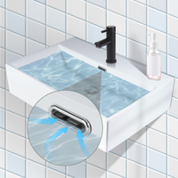 ZMH Lavabo da appoggio per bagno lavabo da appoggio rettangolare in ceramica bianca 60x42x15cm
