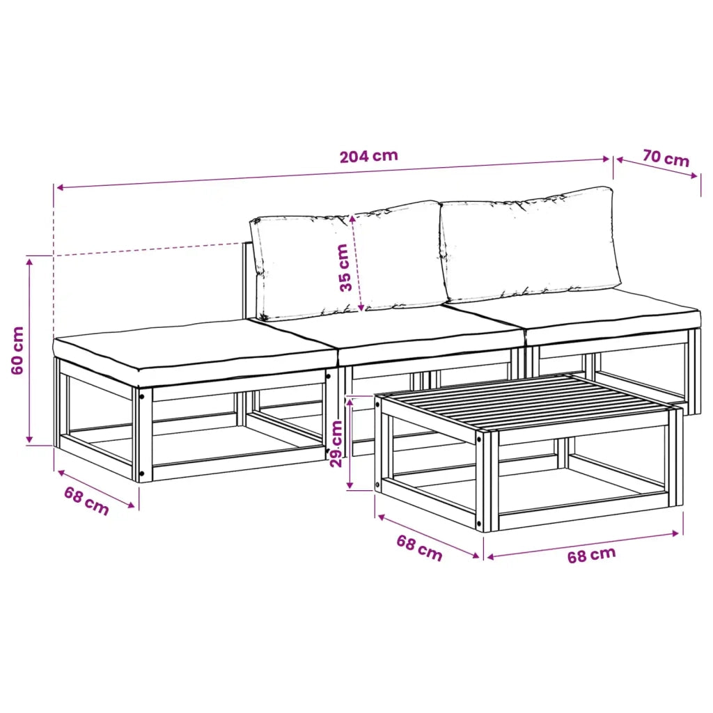 Set di divani 4 pz Naturale Legno di Acacia Massello 3417241