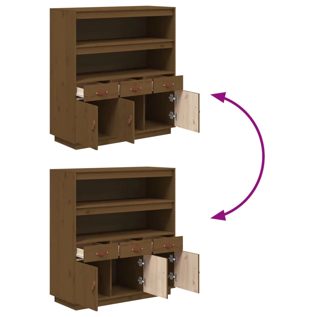 Buffet credenza cassettiera armadio mobile contenitore organizer cucina soggiorno salotto alto 100 x 40 x 108,5 cm legno di pino massiccio marrone 02_0034750