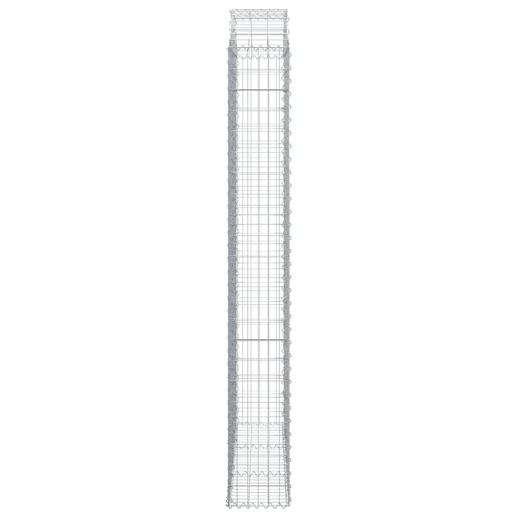 Cesto gabbione recinzione a gabbia muro di contenimento ad arco 150 x 30 x 220/240 cm ferro zincato argento 02_0039976