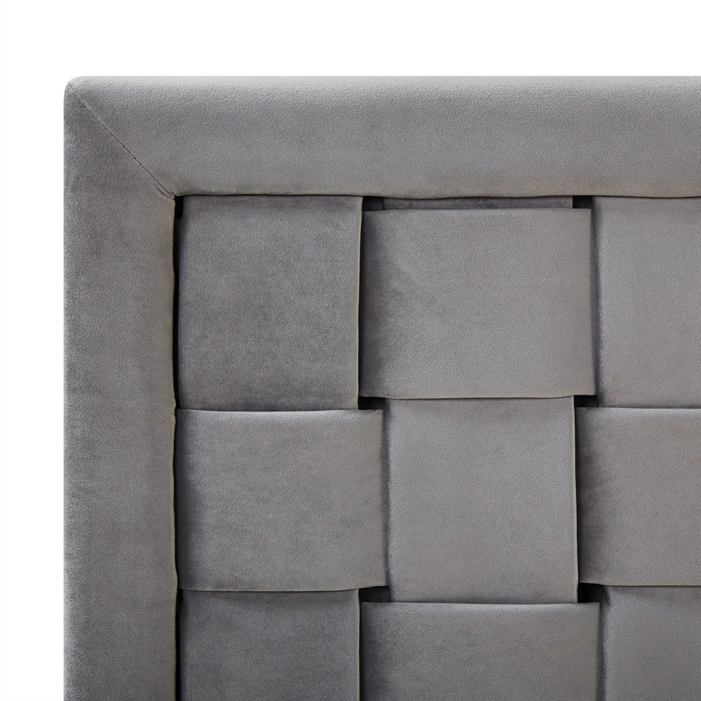 Letto Imbottito Matrimoniale 140 x 200 cm Testiera Grigio Velluto Gambe Dorate