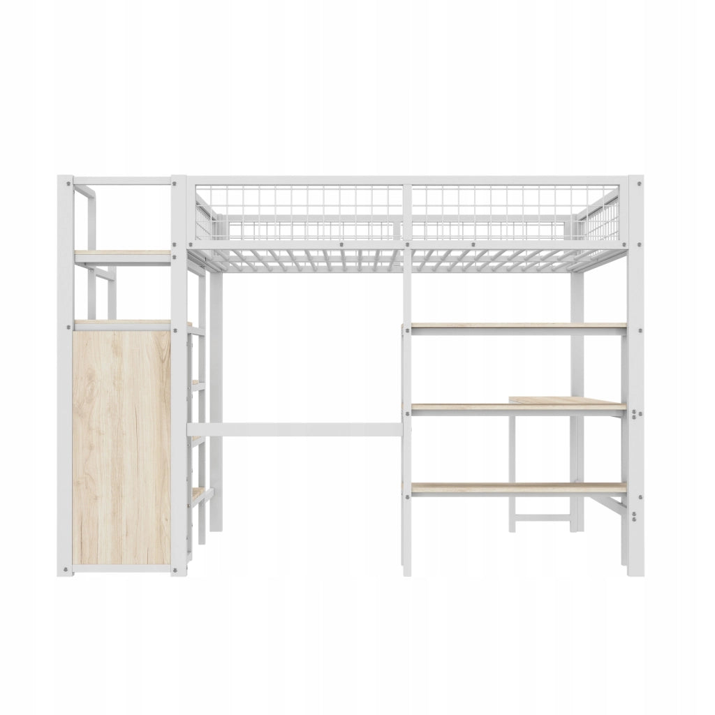 Letto a castello con scrivania e armadio - Xylo - 140x200, bianco