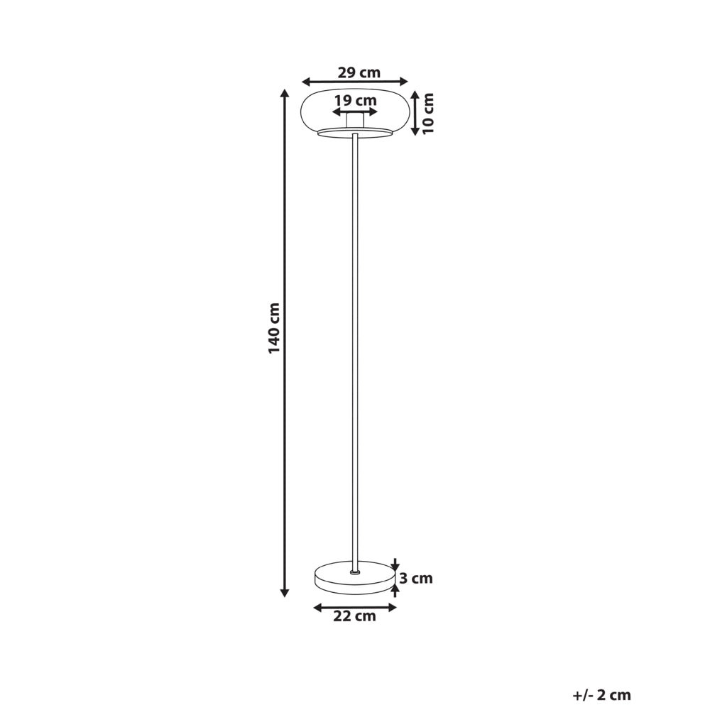 Lampada da terra a LED con paralume ovale in vetro bianco e base in metallo con dimmer, stile retrò