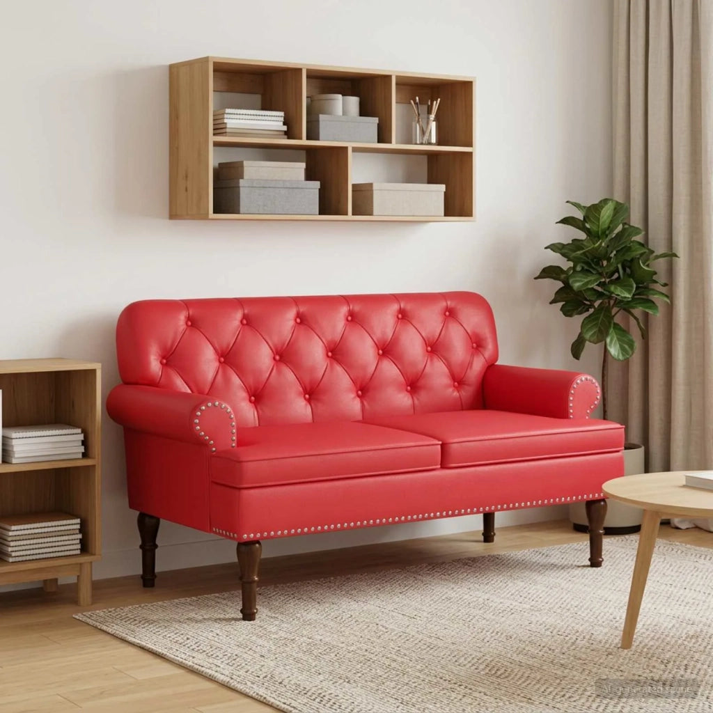 Loveseat con bottoni imbottiti Rosso 120 x 65 x 77 cm 42041861