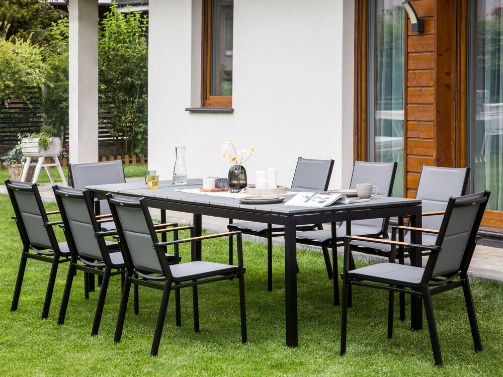 Tavolo da giardino allungabile alluminio grigio 198/248 x 90 cm Mobili da giardino per esterni in stile moderno