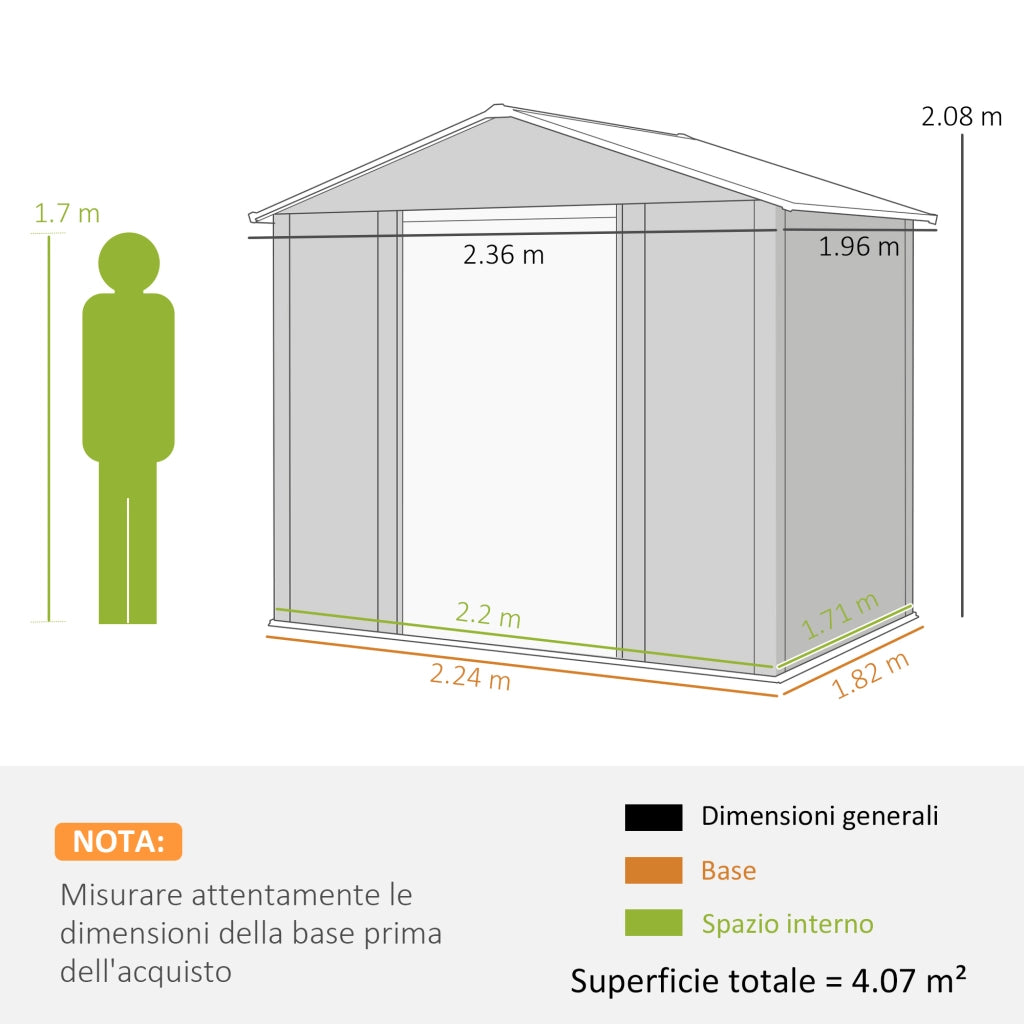 Casetta da Giardino ¨C Zephmum ¨C Acciaio Effetto Legno Marrone 236x196x208 cm