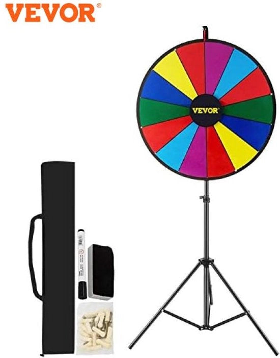 Ruota di Fortuna - 14 Scomparti - Regolabile in Altezza - Ripiegabile - Ø 46cm - Inclusi Accessori