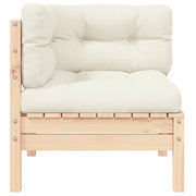 Divano Angolare da Giardino con Cuscini-Sofa da Giardino-Divanetto da esterno Crema Massello di Pino 323517