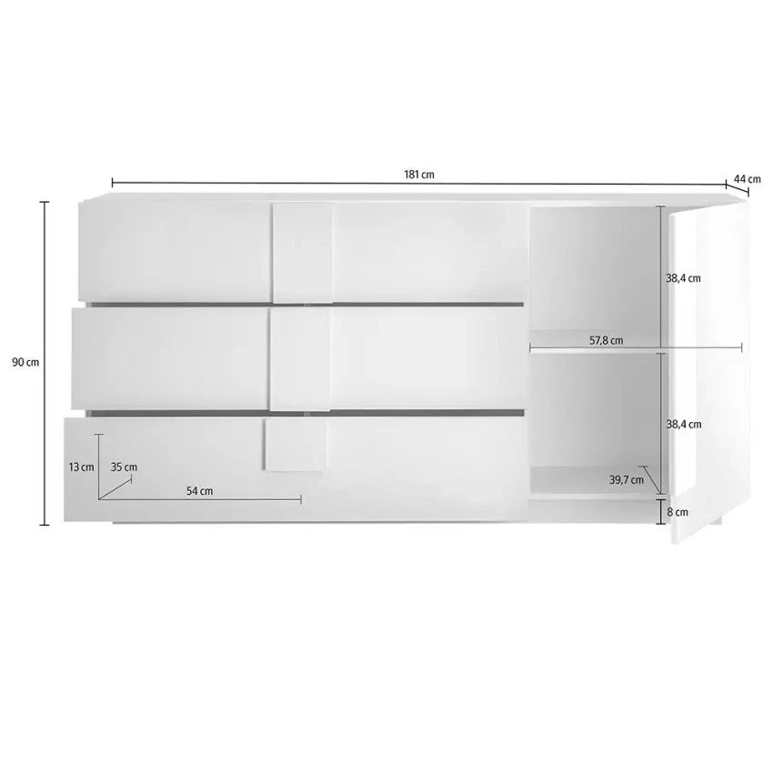Madia Minoprio, Credenza un Ripiano, 182x44x90h cm Marrone Rovere