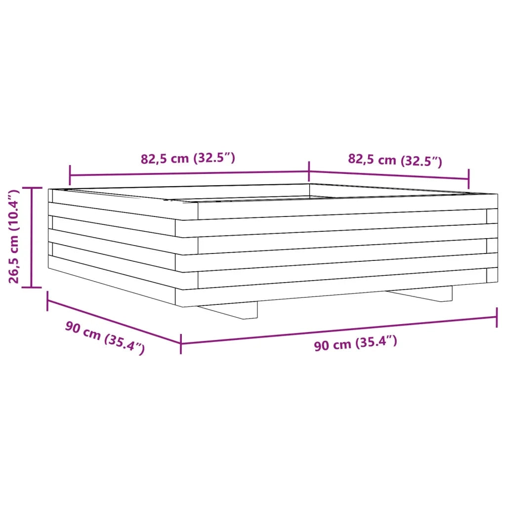 Fioriera da Giardino 90x90x26,5 cm in Legno Massello di Pino 847313
