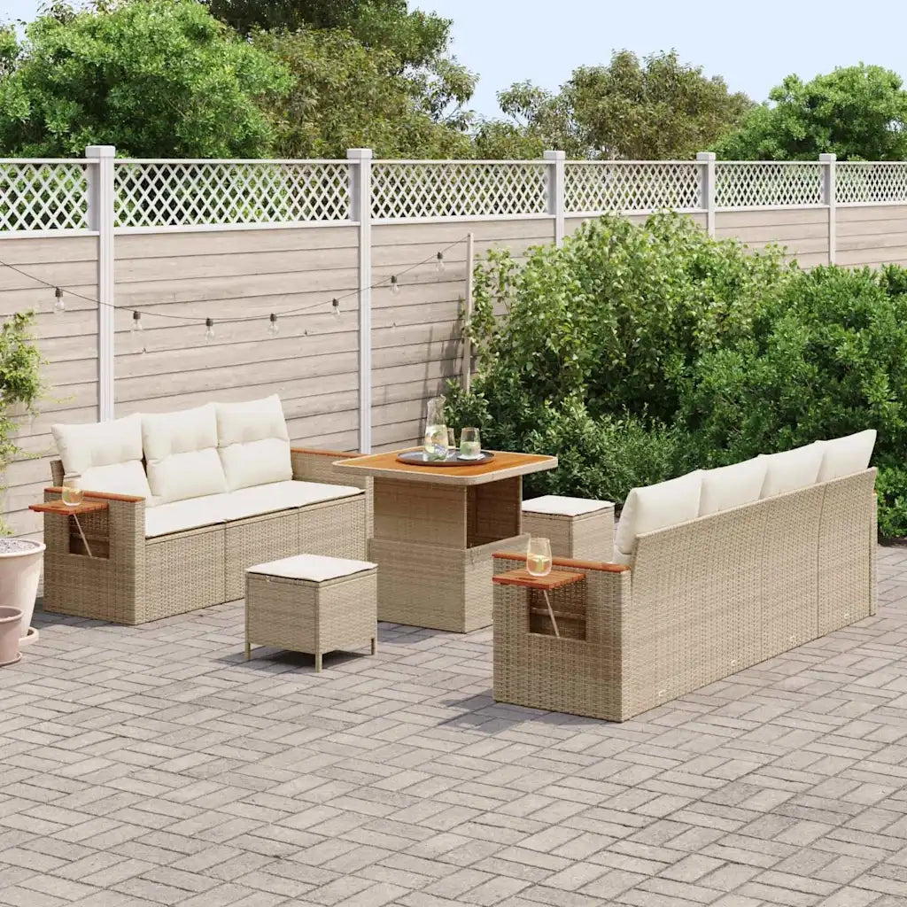 Set Divano da Giardino 10 pcs Beige polyrattan