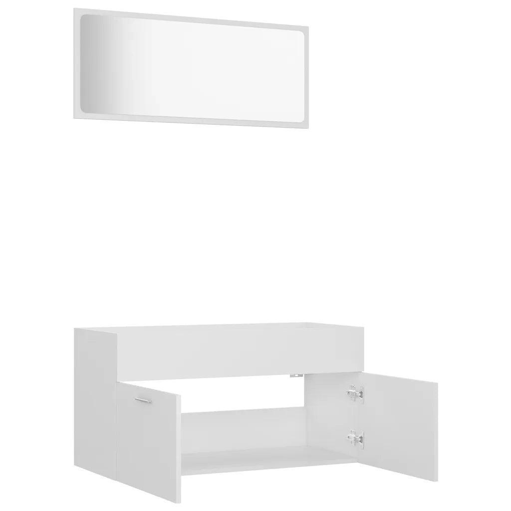 Set Mobili da Bagno 2 pz Bianco in Legno Multistrato 804800
