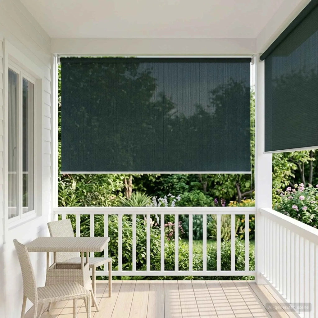 Tenda a Rullo Esterno Blocco UV 90% Verde Scuro 350 x 230 cm 42036036