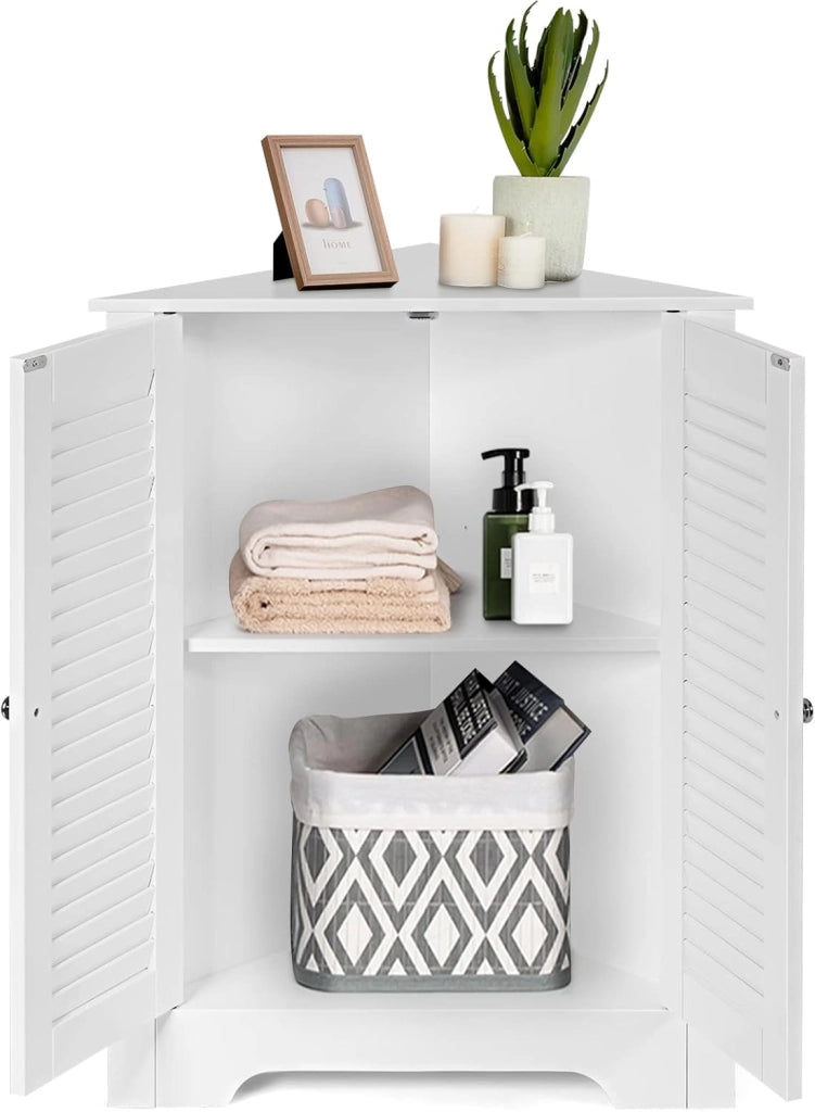 Armadio Angolare, Mobile Angolare con 3 Ripiani e 2 Ante, Adatto per Bagno, Ingresso, Soggiorno, Camera da Letto, Ufficio, 3 Colori, 63x31,5x81cm (nero)