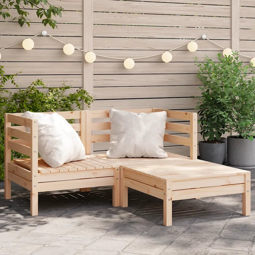 Divano da Giardino 2 Posti con Poggiapiedi-Sofa da Giardino-Divano da esterno Legno Massello Pino