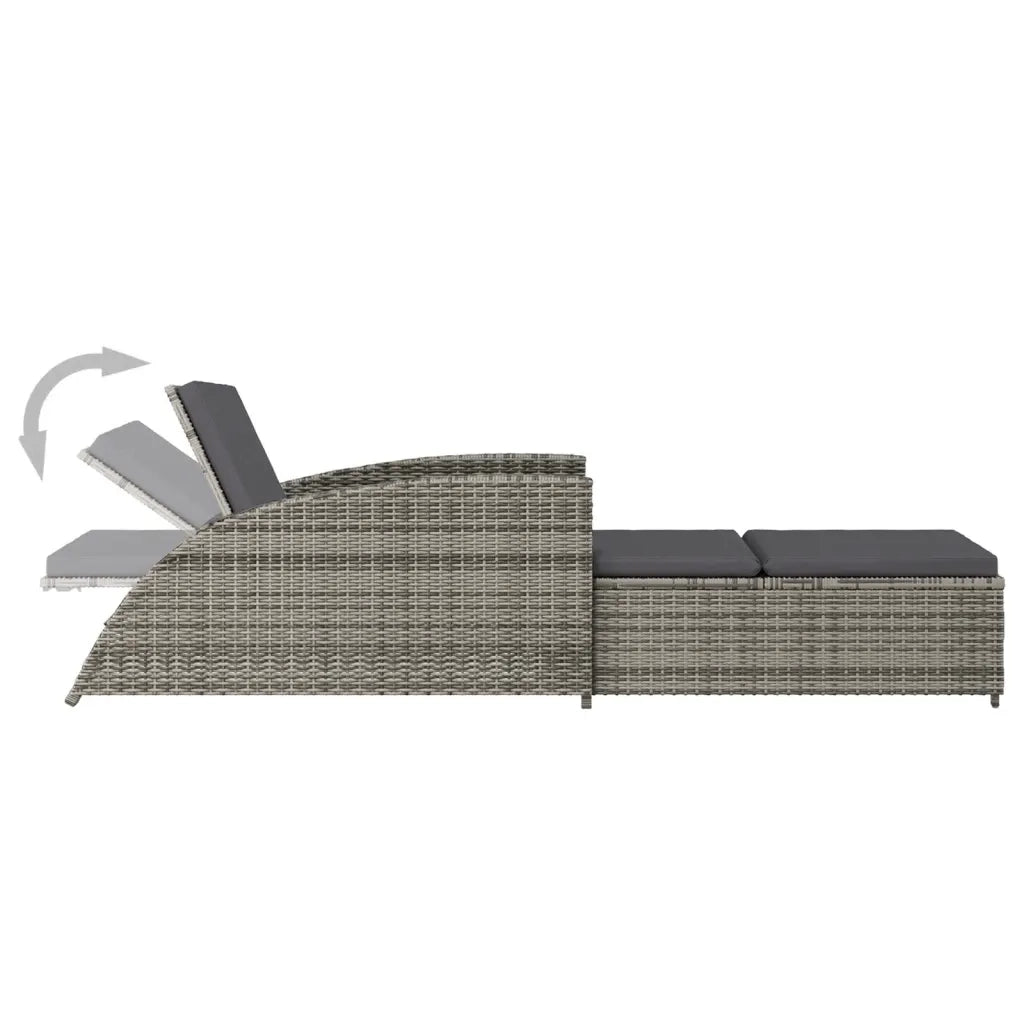Lettino Prendisole | Sdraio da giardino | Lettino da sole con Cuscino Grigio Scuro Polyrattan Grigio