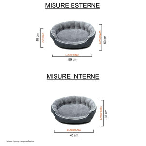 Cuccia Imbottita per Cani e Gatti 48x42x16cm in Poliestere Coccole Grigio