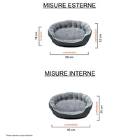 Cuccia Imbottita per Cani e Gatti 75x65x20cm in Poliestere Coccole Grigio