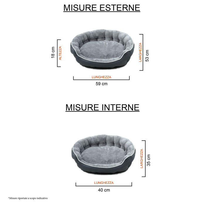 Cuccia Imbottita per Cani e Gatti 75x65x20cm in Poliestere Coccole Grigio