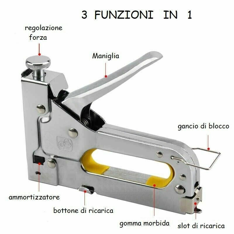 SPILLATRICE MANUALE 3 FUNZIONI GRAFFATRICE CHIODATRICE GRAFFETTATRICE PER LEGNO