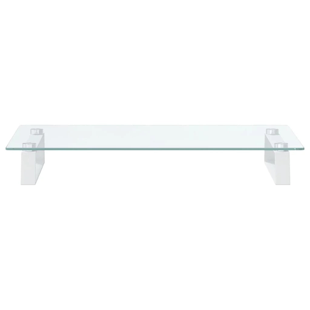 Supporto per monitor mobile da scrivania 60 x 35 x 8 cm vetro temperato e metallo bianco 02_0044898