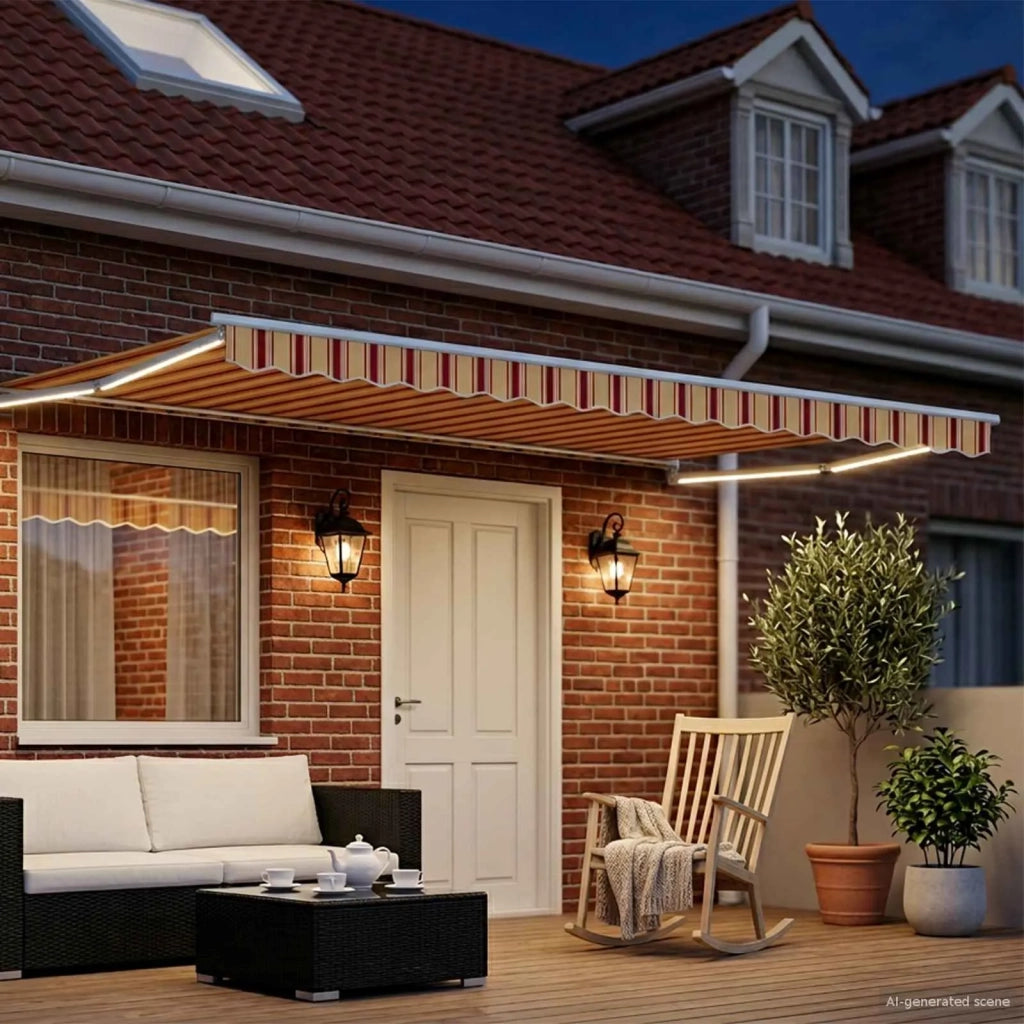 Tenda retrattile manuale con LED Multicolore 4 x 2 m 3419235