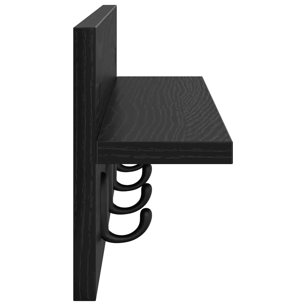 vidaXL Appendiabiti a muro Rovere nero 60 x 10.5 x 18 cm