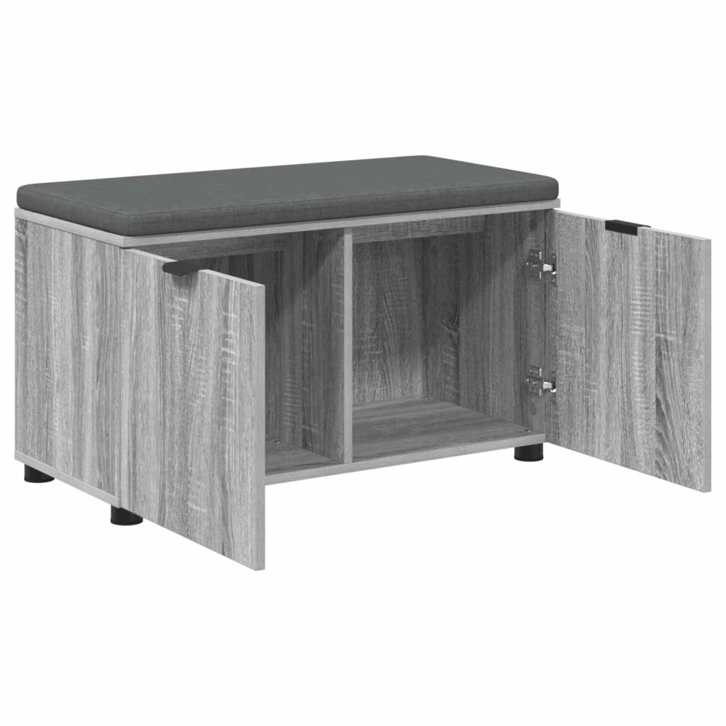 Panca per ingresso con cuscino-Sgabello-Panca da Corridoio Grigio Sonoma 80 x 46 x 46 cm