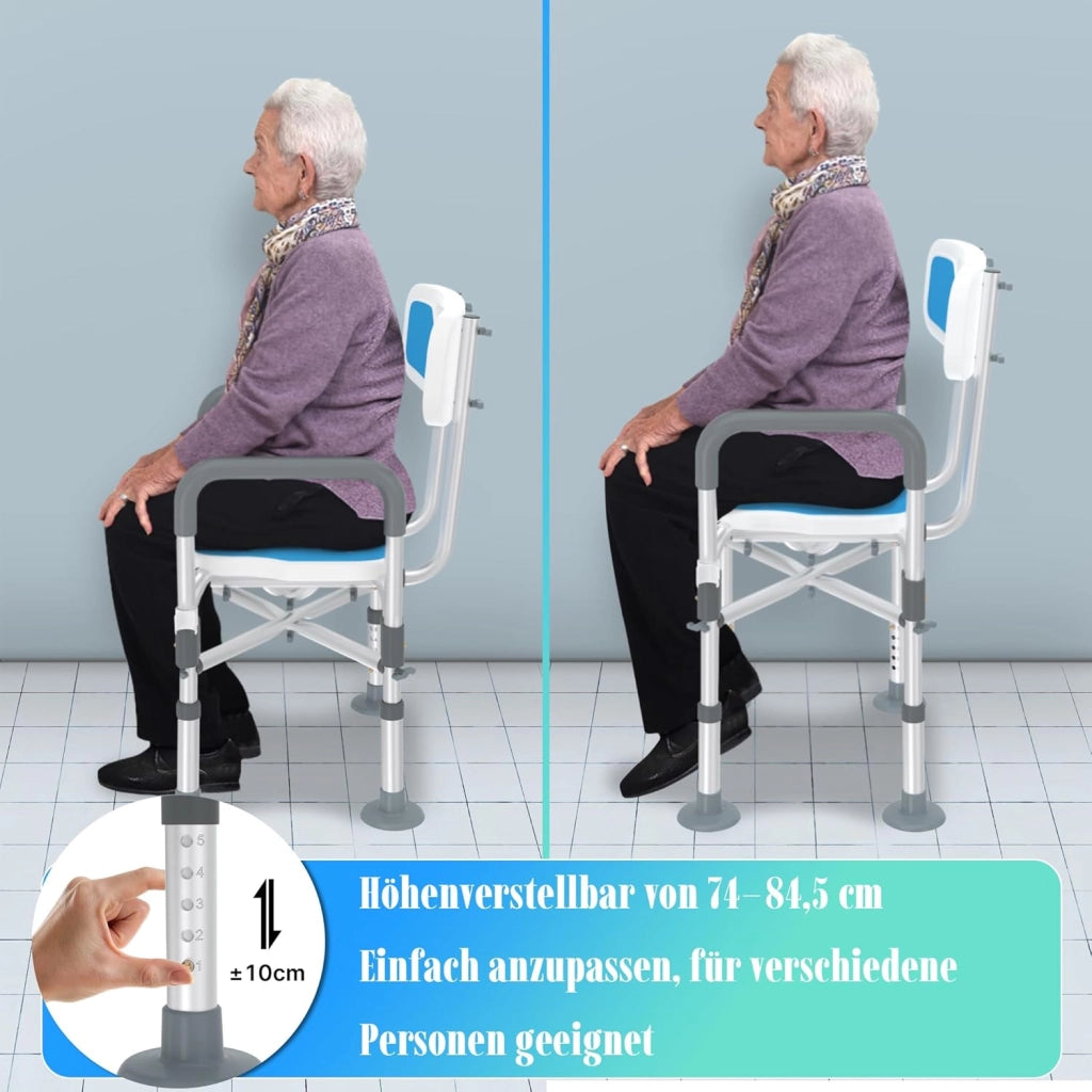 Sedia da doccia per anziani, regolabile in altezza, con design scanalato e telaio in alluminio incrociato, per bagno, vasca da bagno, fino a 200 kg, per doccia