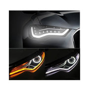 Trade Shop - Coppia Tubo Flessibile Fari Bicolore Drl Led Luce Daytime Bianca Gialla 600mm -