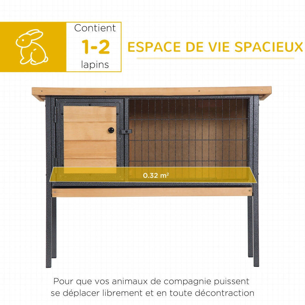 Gabbia per conigli in legno con tetto apribile ¨C zephmum ¨C 91.5x45x70 cm