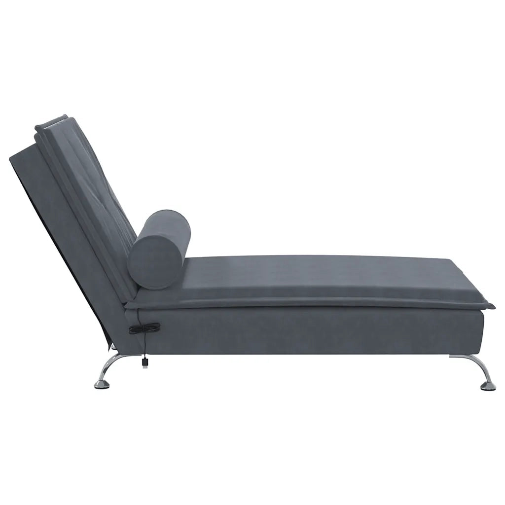 Chaise Longue Massaggi con Capezzale Grigio Scuro in Velluto CFW9750921