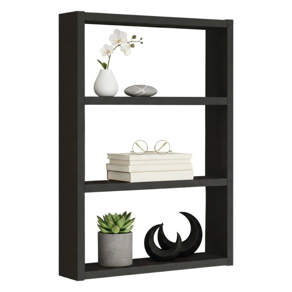 Mensola Krosa, Scaffale, Ripiano a muro, Scaffalatura multiuso, 43x9h60 cm, Nero