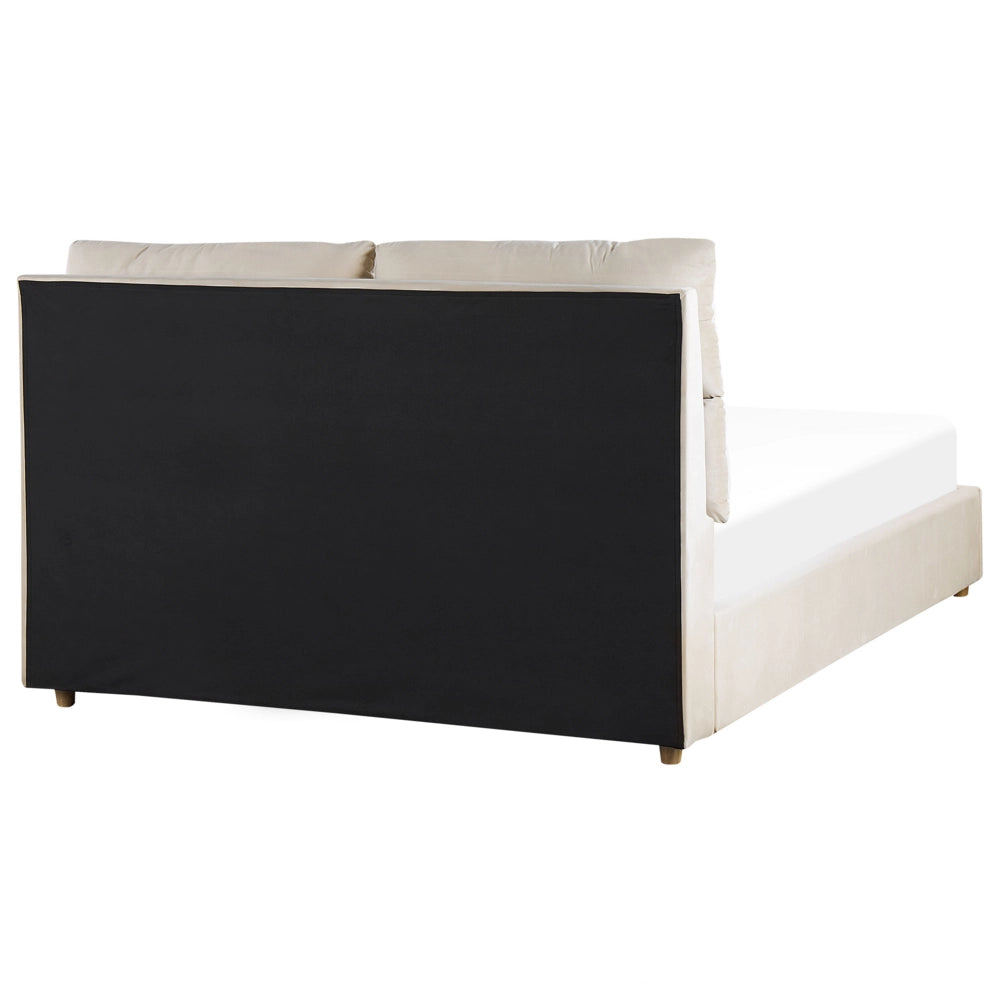 Letto matrimoniale con contenitore velluto di colore beige 140 x 200 cm elegante glamour romantico