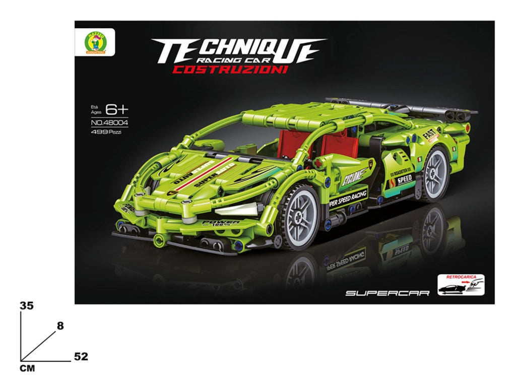 Costruzione Super Car 499 Pezzi Verde con Retroricarica
