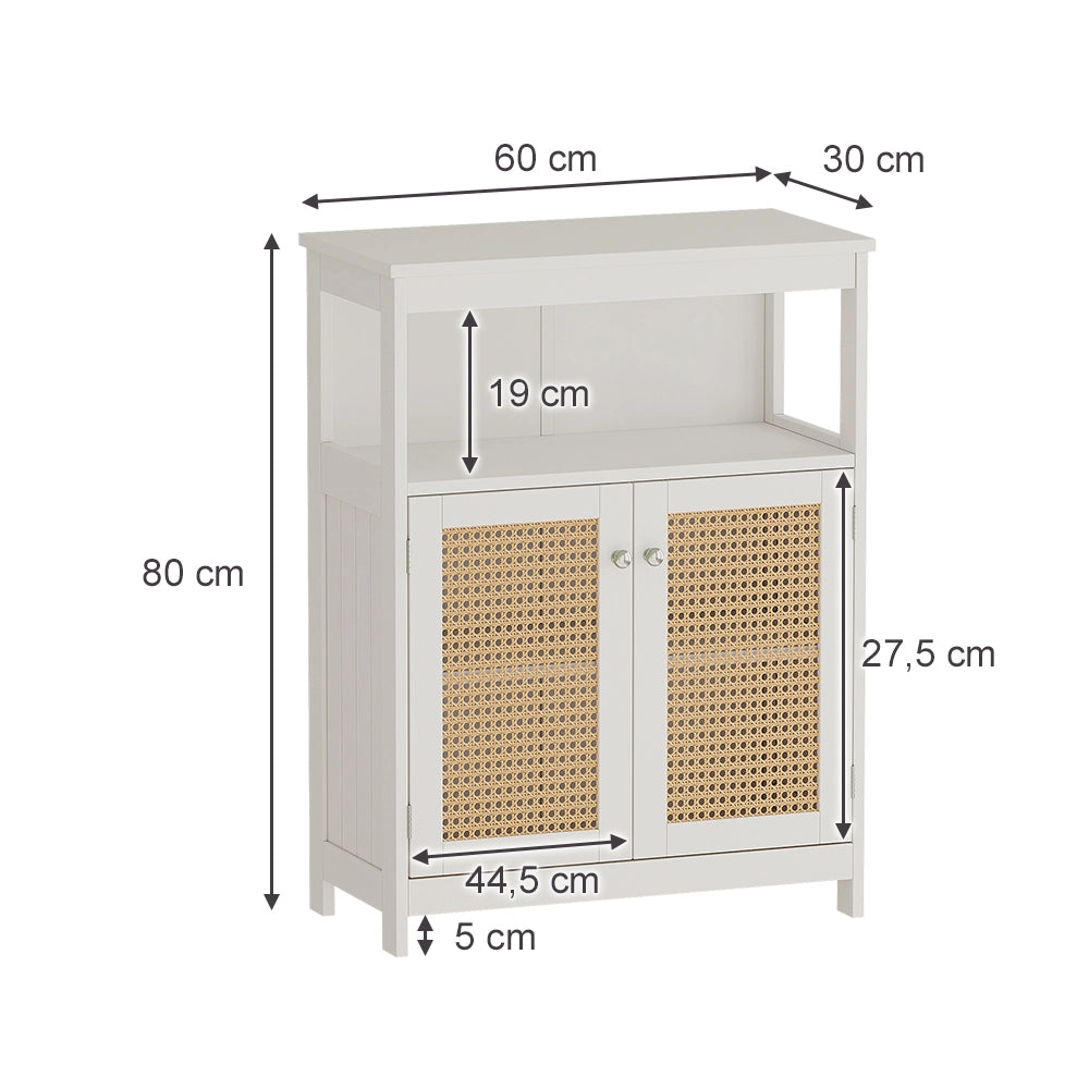 Vicco Mobiletto bagno Bianco 60 x 80 cm con ante e vano a giorno