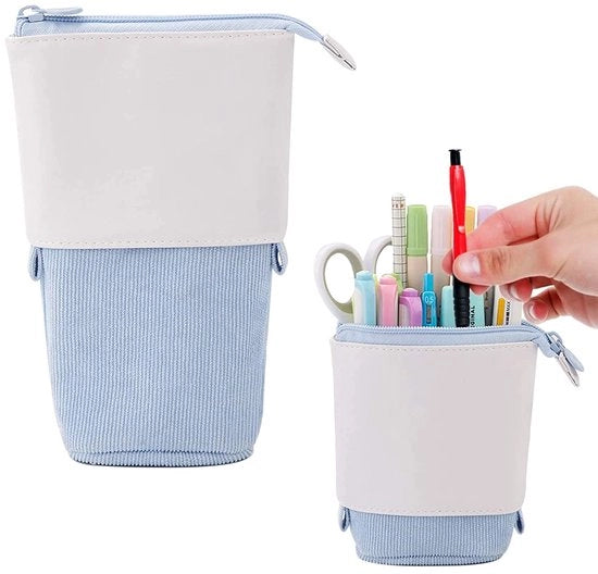 Etui con chiusura a zip, portafoglio per ragazze e ragazze adolescenti, portafoglio per studenti, portafoglio in piedi, portafoglio telescopico (H)