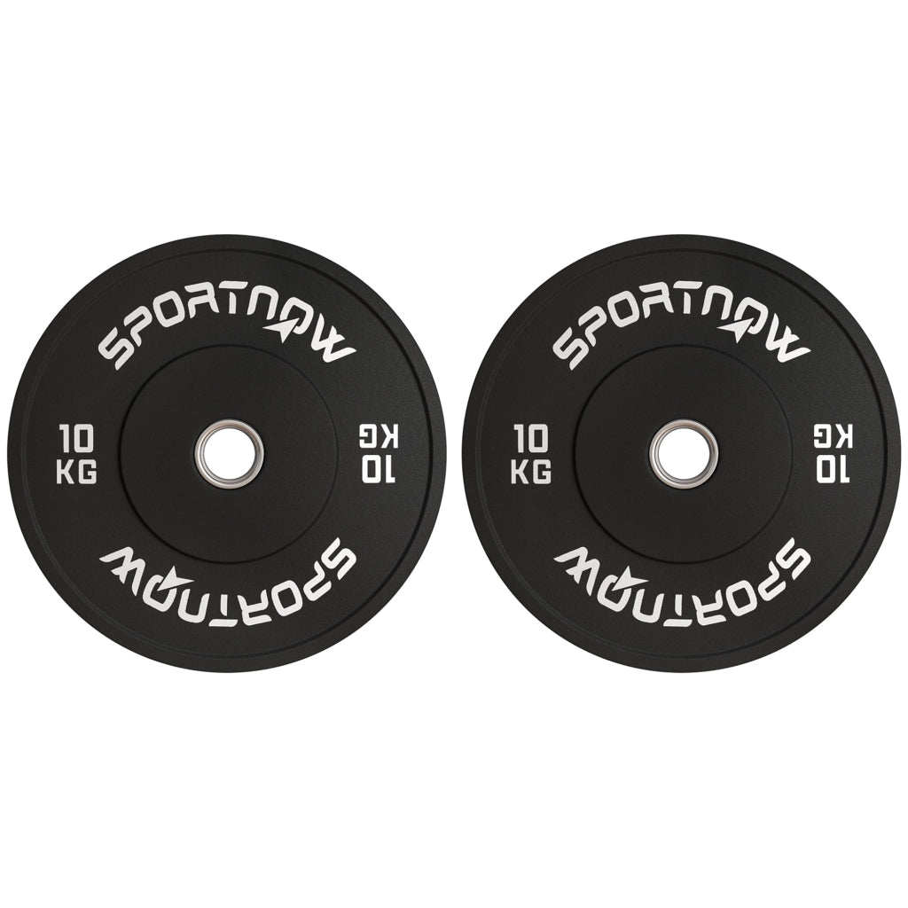 Set 2 Dischi Pesi da 10kg con Foro da 2"/5 cm per Manubri e Bilancieri in Gomma Nero