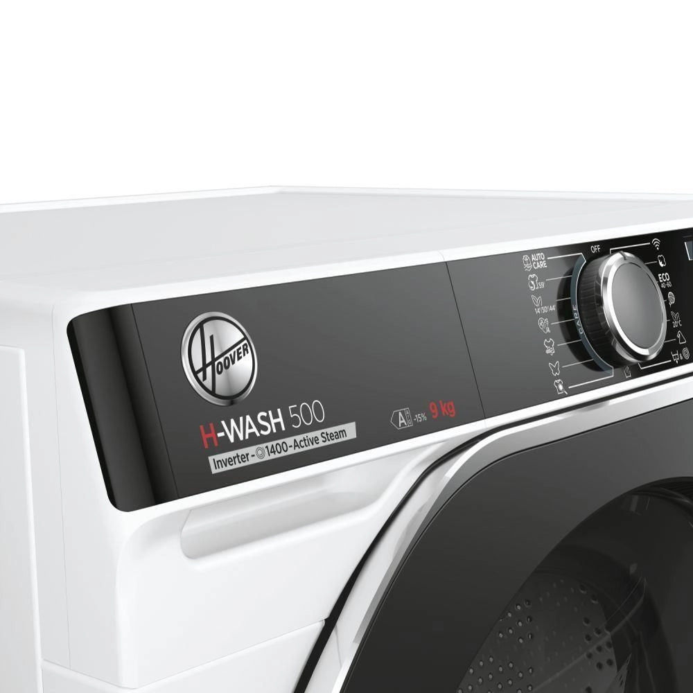 Hoover H-WASH 500 , Lavatrice Carica Frontale 9 KG, 15% più efficente della classe A, 1400 giri, Bianco, Inverter, Vapore, Wi-Fi, HWP 49AMBC7/1-S