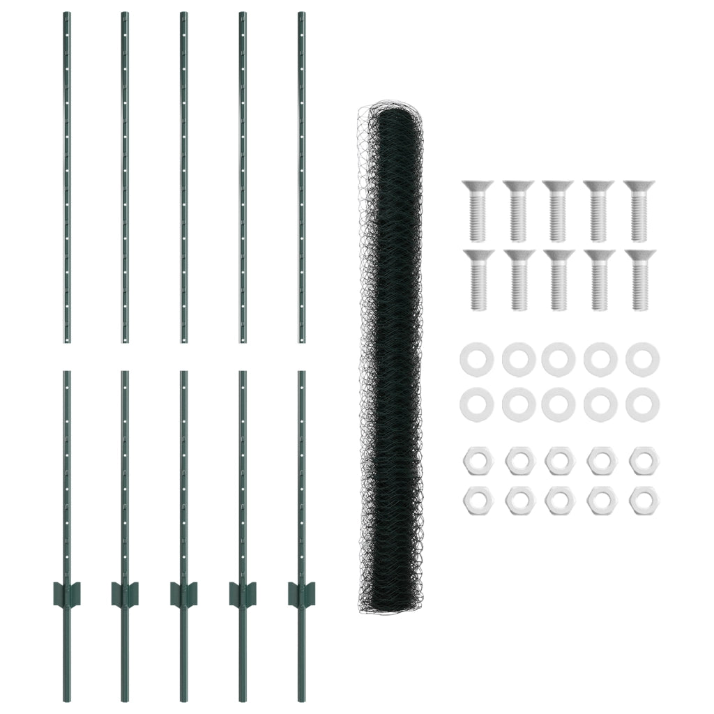 Pali recinzione  5 pz U-Channel Verde 140 cm Acciaio