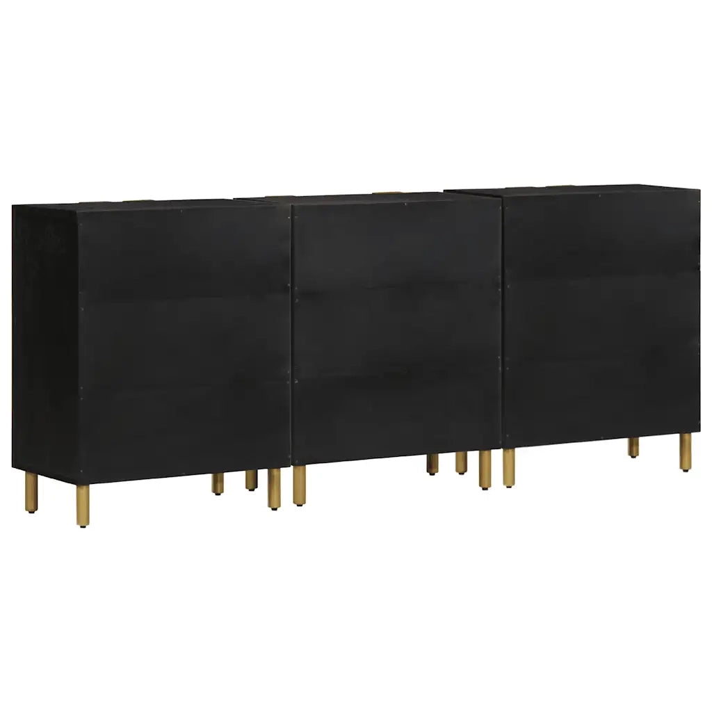 Credenze 3 pz Nere in Legno Multistrato