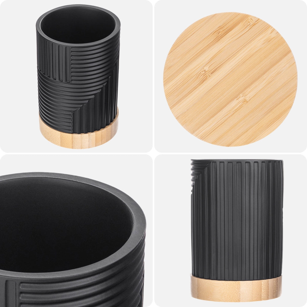 Set da bagno KADAX con dispenser di sapone liquido e bicchiere da bagno nero