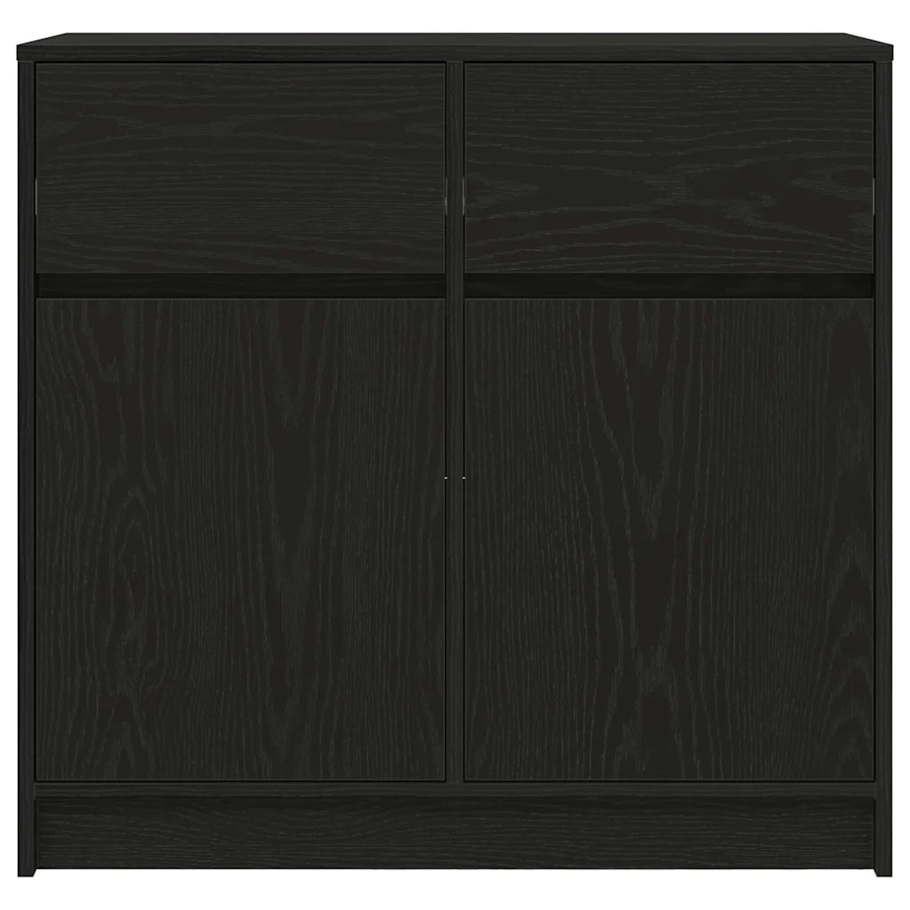 Credenza con Cassetto Rovere Nero 80x34x76 cm Legno Multistrato 861536